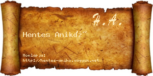 Hentes Anikó névjegykártya